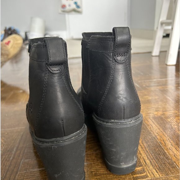 Women's timberland black ankle booties platforms 9.5 - Picture 5 of 6